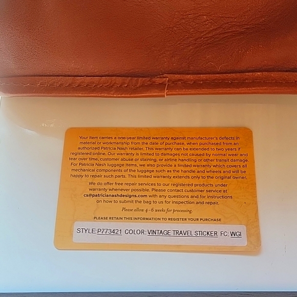 Patricia Nash Leather Saracena Flap Vintage Travel Sticker Drawstring Backpack - Picture 7 of 7